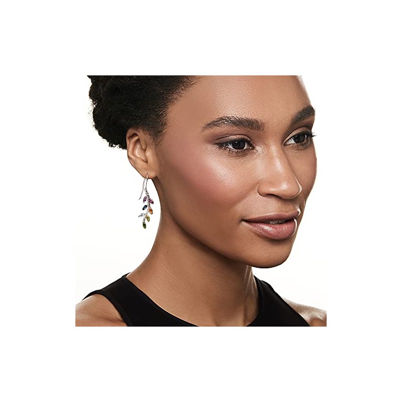 Ross-Simons 3.10 ct. t.w. Multi-Gemstone Vine Drop Earrings in Sterling