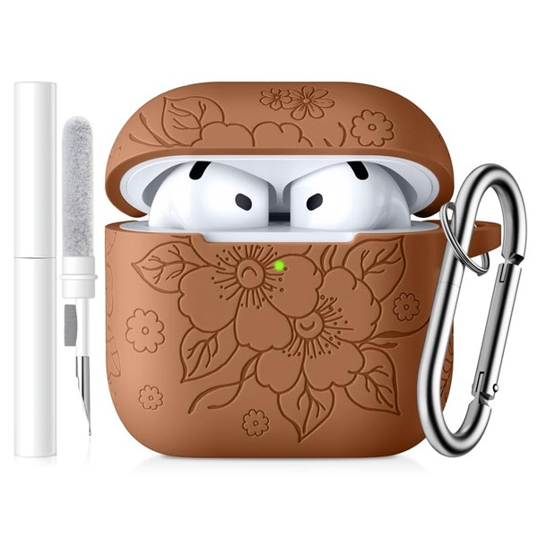 IMIVIO Floral Engraved Case for AirPods 4th Generation Case Cover