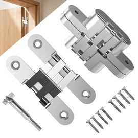 Mdkave Invisible Hinges for Cabinet Doors - Completely Hidden 180°Hinges,Concealed and Smooth Quiet Close(Silver,0.75"-3.74",2Pack)
