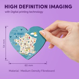 1x Heart MDF Magnet 6cm - France French Map World Travel Europe - Fridge Locker Office Whiteboard Toolbox #58651