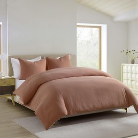 Bedduvit 100% Cotton King Size Duvet Cover Set - Soft Solid Color King Duvet Cover Set, Luxury Cotton Duvet Cover King, 3 Pieces Minimalist Bedding Set with Zipper Closures & Ties, Dusty Red