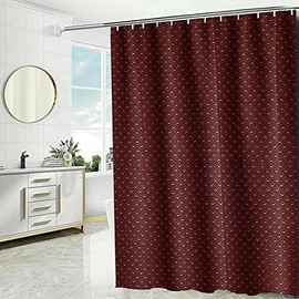 Householdfurnishing Super Quality Waterproof Polyester bathroom Shower Curtains with hook (Burgundy, 180X180cm)