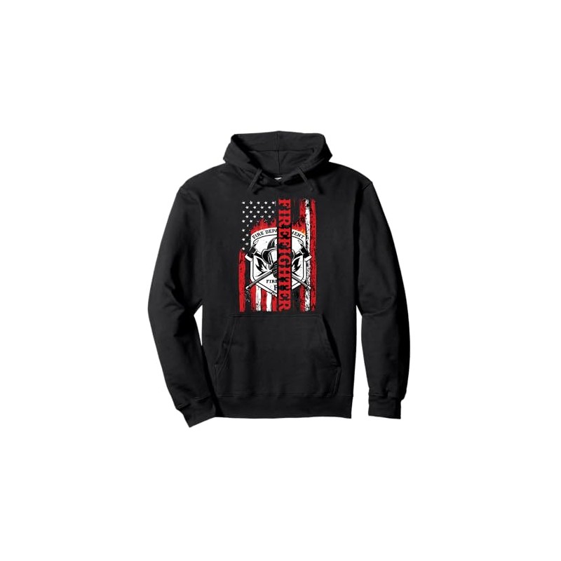 Firefighter Designs - US Flag Firefighter Pullover Hoodie