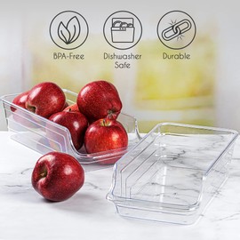Crystalia Clear Refrigerator Organizer Storage Bins, 2 Pcs Plastic Stackable Fridge and Freezer Organization Drawers, Small Food, Can, Drink, Vertical Clear Plastic Organizer for Countertop-Cabinet