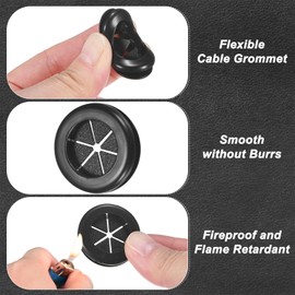 M METERXITY 24-Pack Rubber Grommets for Wiring 22mm Desk Grommet Double-Sided Flexible Cable Cord Grommet Desk Hole Cover for Cables/Wires Through Protection [Black, Petal-Shaped]