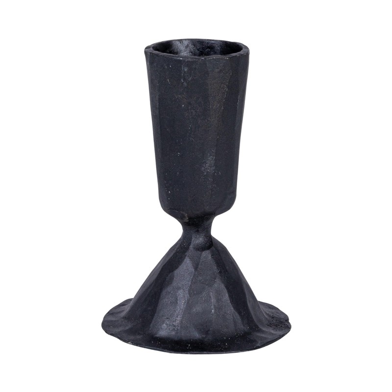 Creative Co-Op Tall Hand-Forged Cast Metal Taper Holder, Black