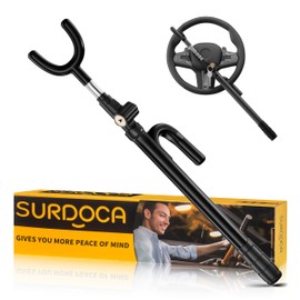 SURDOCA Car Steering Wheel Lock Anti-Theft Device, Steering Wheel Locks for Car SUV Van, Upgraded Lock Cylinder, Easy Installation, Rubber Protection, Extendable Universal Security Device, Black