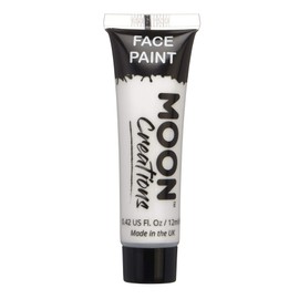 Moon Creations Face & Body Paint Tubes | White | 12ml | Ready to Use Face Paint | No Flake | Cruelty Free, Made in UK | Face Paint for Kids, Adults, Fancy Dress, Festivals, Halloween & More
