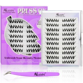 No Glue Needed Lashes, Self Adhesive Eyelashes, DIY Lash Cluster Eyelash Extensions Kit 10‑14mm,60pcs Fluffy D Curl Soft Natural Lashes with Tweezers–Fake Cat Eye Wispy Individual Clusters(NGDW1)