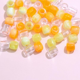 VENOFEN 48PCS Orange Hair Beads Yellow Clear Loc Beads Accessories Cute Hair Decoration for Kids Girls Acrylic Dreadlock Beads Hair Jewelry Making Kit