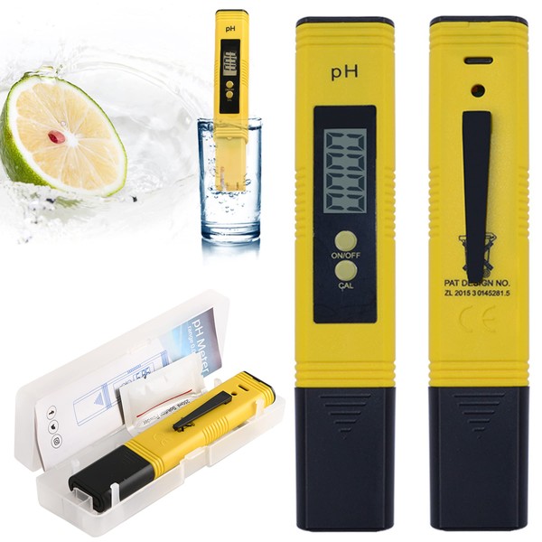 MEKBOK Hydroponics pH Meter Digital PH Test Pen 0.01 high-Precision Thermometer, Measuring Instrument and Thermometer, Suitable for hydroponics, Home Drinking and Aquarium