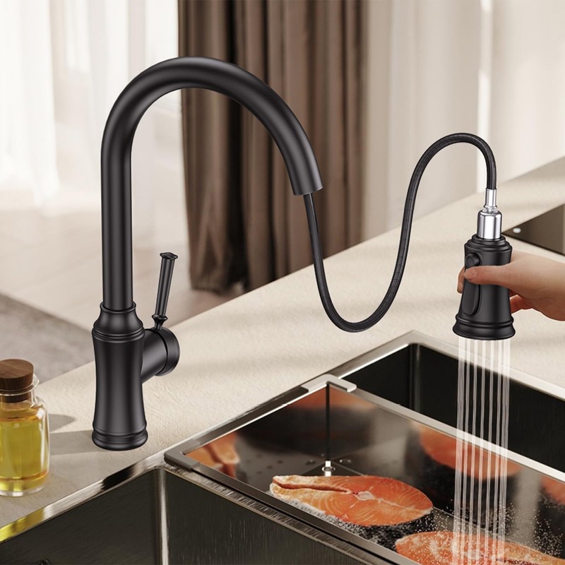 Kitchen Faucet with Pull Down Sprayer, Single Handle High Arc