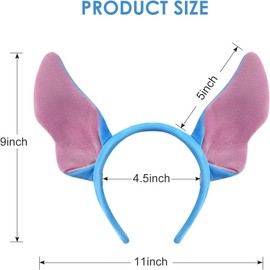 Dehott Stitch Headband with Ears - Soft Headband for Children & Adults - Cosplay & Carnival Accessory - Blue/Purple