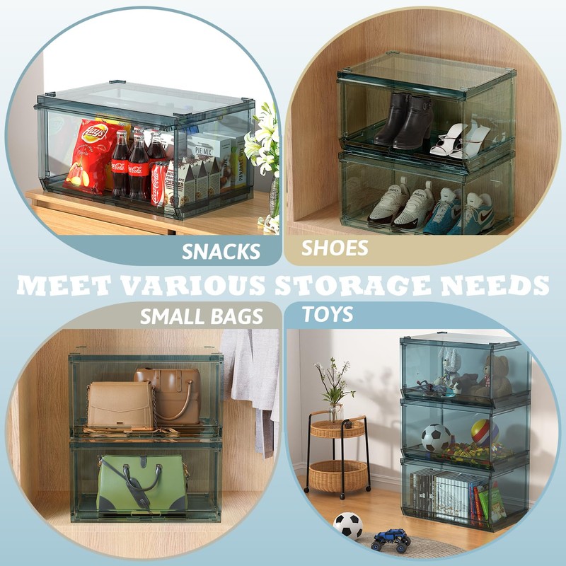 SCAVATA 2 Pack Large Hat Organizer Box, Stackable Clear Baseball