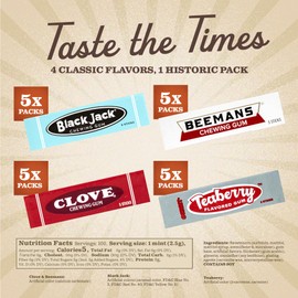 Gerrit's 20 Count Variety Gum Pack - Clove, Beeman's, Teaberry, & Black Jack Nostalgic Chewing Gum Bulk Pack, Old-Fashioned Candy, 4 Flavors, Old School Candy