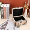 ELLDOO Butterfly Treasure Chest Box, Wooden + PU Leather Storage