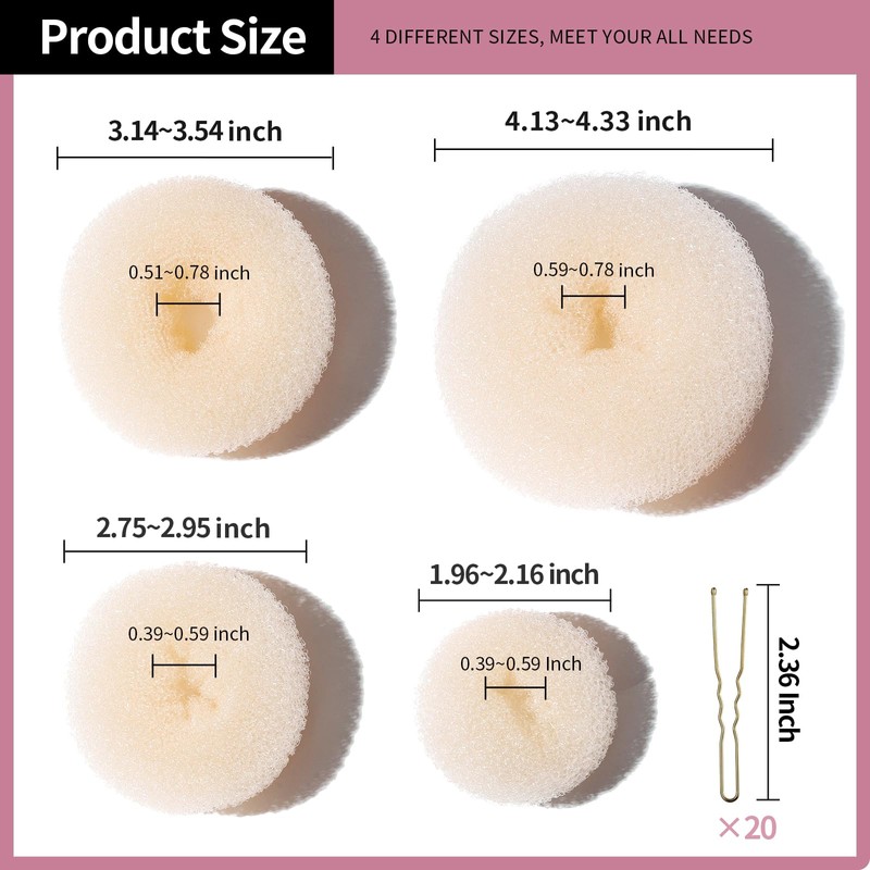Teenitor Hair Bun Shaper Set with Extra-large, Large, Medium, Small
