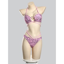 MEOWCOS - Traje de baño gótico con estampado de telaraña rosa gótico, estilo oscuro, estilo gótico, Rosado, Small