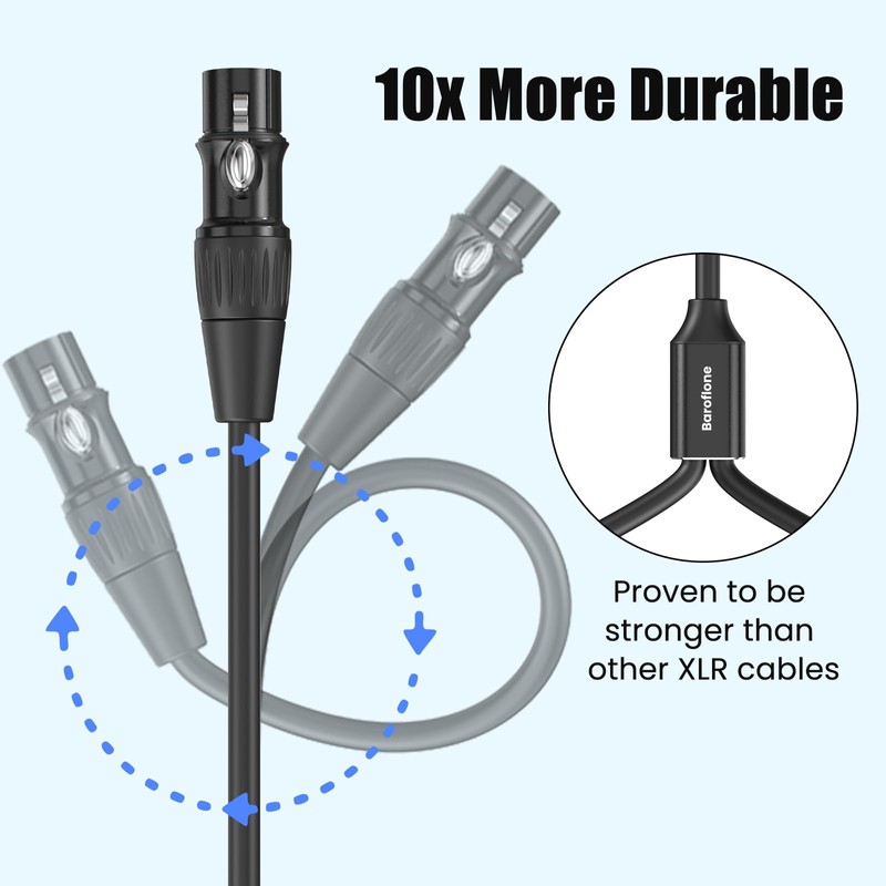 Baroflone XLR Splitter Cable, 1 Female to 2 Male Y