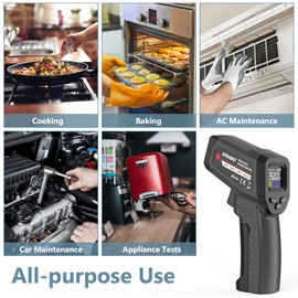 AIERVEN Infrared Thermometer Gun for Cooking, -58℉~1022℉(-50°C to 550°C) Non Contact Digital Laser Temperature Gun for Pizza Oven Kitchen Cooking Daily Use with Adjustable Emissivity