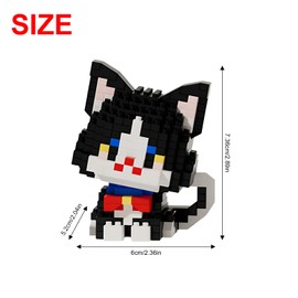 NOOLY Animal Micro Building Blocks Set Mini Cat Building Toy Bricks Kits for Adult and Kids (2 in 1 Black and White cat)