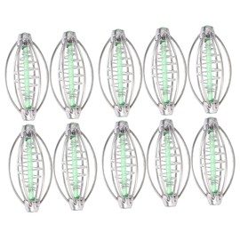 10PCS Stainless Steel Spring Fishing Feeder Bait Cage Holder Tackle Accessory with Pendant BeadM 18g