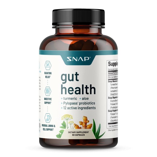 Snap Supplements Gut Health Supplements for Men and Women, Prebiotics and Probiotics for Digestive Health, Leaky Gut Repair Supplements, Gut Cleanse, Gut Repair, Digestive Probiotic (60 Capsules)