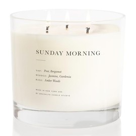 Brooklyn Candle Studio Sunday Morning XL 3 Wick Candle - Luxury Scented Candle, Vegan Soy Wax, Hand Poured in The USA, 100 Hour Slow Burn Time - 27oz