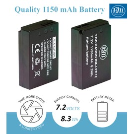 BM Premium LP-E12 Kit de batería y Cargador para cámaras Canon EOS-M, EOS M2, EOS M10, EOS M50, EOS M50 Mark II, EOS M100, EOS M200, SX70 HS, Rebel SL1