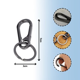 ZoeTekway Pack of 4 Metal Carabiners Black Key Chain Carabiner Key Ring Removable Snap