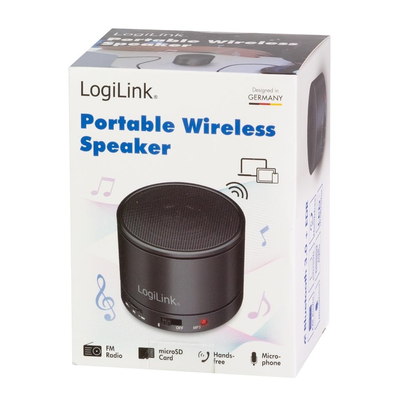 LogiLink Bluetooth 5.3 Speaker with Built-In Microphone, FM Radio and