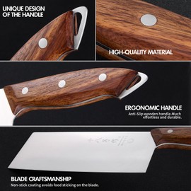 SHI BA ZI ZUO Meat Cleaver Knife, 7.1-inch Stainless Steel Vegetable Cleaver Kitchen Knife Chef Knife with Anti-Slip Wooden Handle, Christmas Gifts for Him