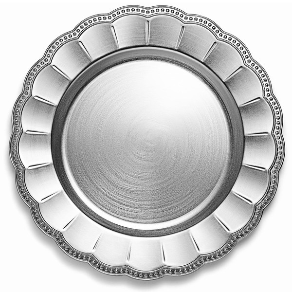 Sunflower Silver Charger Plates, 13” Elegant Chargers, Set of 6, Hand Finished (Finish May Vary) Silver Chargers for Dinner Plates & Bowls, Perfect for Weddings, Parties, Anniversary, Holidays