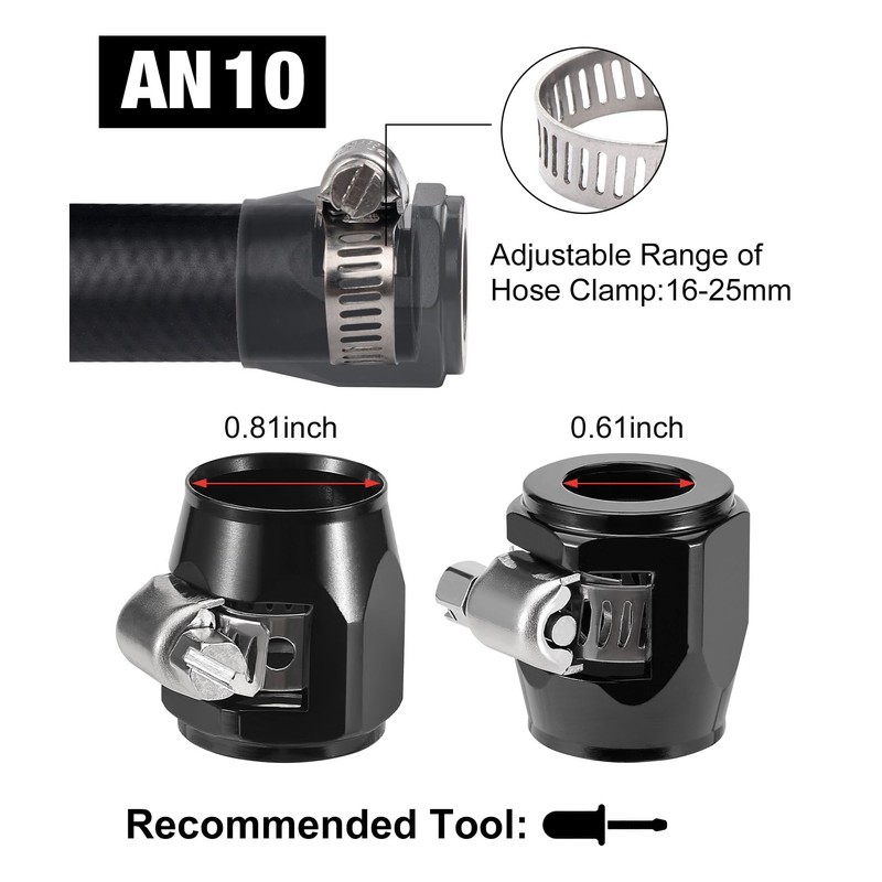 EVIL ENERGY 10AN Hose Finisher Clamp Aluminium Black for Stainless