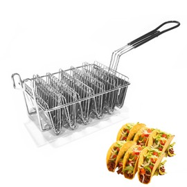 Sonhomay Taco Fryer Basket, Taco Shell Fryer, 6 Shells Deep Fryer Taco Holders with Detachable Handle, Taco Shell Maker for Baking Fryer Air Frying Kitchen Cooking Tools