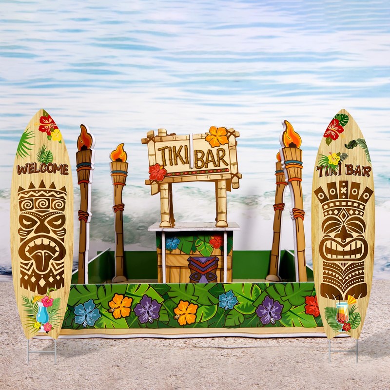 2 PCS Tiki Bar Surfboard Yard Signs Surfboard Beach Signs