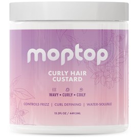 MopTop Curly Hair Custard Gel for Fine, Thick, Wavy, Curly & Kinky-Coily Natural hair, Anti Frizz Curl Moisturizer, Definer & Lightweight Curl Activator w/Aloe, great for Dry Hair, 16 oz.