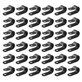 Bivethoi 120 PCS R-Type Cable Clip Wire Clamp, 3/8" Black Screw Mounting Clips Nylon Screw Mounting Cord Fastener Wire Conduit Clamp for Wire Management