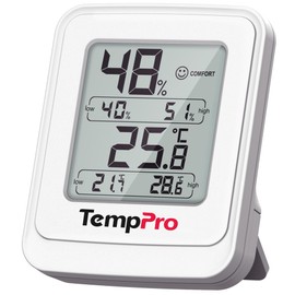 TempPro 温湿度計 デジタル 多湿環境向け IPX5防水 高精度 最高最低記録 顔マーク 卓上・マグネット付き 温度計湿度計