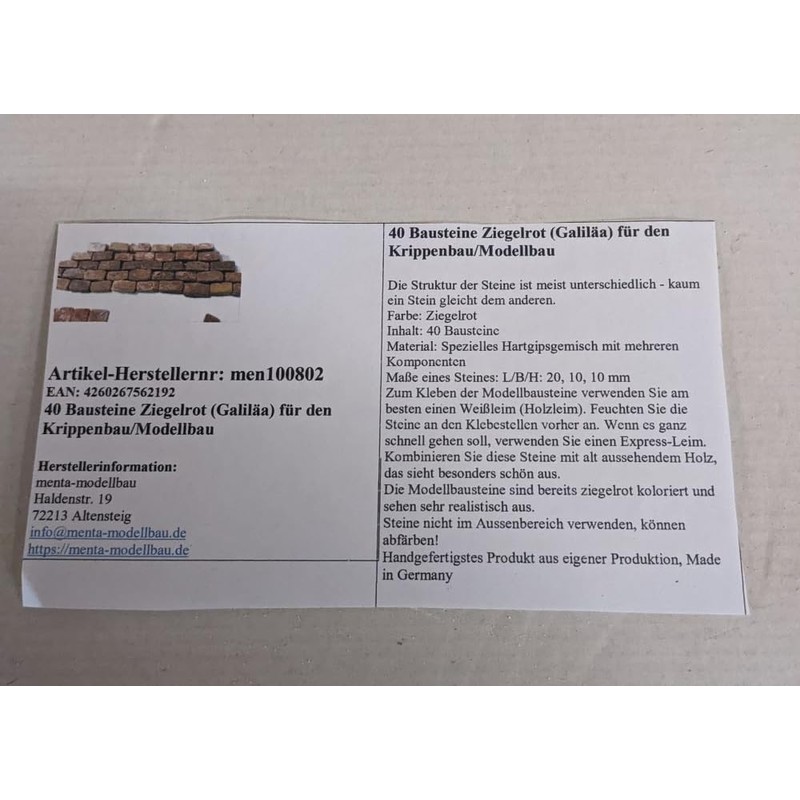 40 Bricks Brick Red (Galilee) for Building a Nativity
