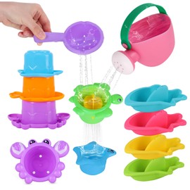 OSLINE Baby Bath Toys for 1 2 3 Year Old,Toddler Bath Toy for 1 2 3 4 + Year Old,10 Pack Water Play Sensory Toys 12-18 Months,Toys 1-5 Years Boys Girls Gifts