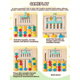 Fullware 4 Colors Wooden Slide Puzzles for Toddlers 3 4 5 6 7 8, Random Beads Puzzles, Travel Toys on Plan, Road Trip Activities, Educational Montessori Toys, Fine Motor Skills, Gift for Boys & Girls