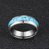 POYA 8mm Tungsten Wedding Band Turquoise Rings for Men Beveled