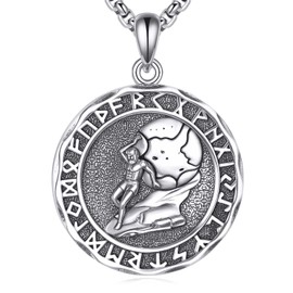 HOPEEZZ Sisyphus Necklace Sterling Silver 925 - Mythological Greek Figure Pushing Boulder Inspirational Gift for Men Women