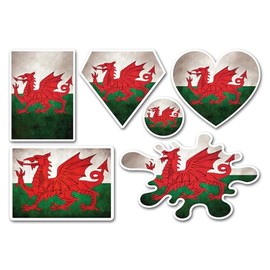 A5 Sticker Sheet Wales Flags Vinyl Stickers - Welsh Dragon Travel Heart Circle Flag Scrapbooking Decoration Label Friend Girls Boys #82219
