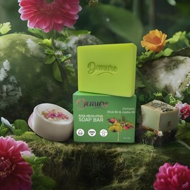 Demure AHA BHA PHA Soap - Salicylic Acid, Glycolic Acid, Lactobionic Acid, Pore Exfoliation, Skin Whitening, Moisturising, for Body and Face Care