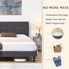 Queen Size Platform Bed Frame with Fabric Upholstered Headboard and