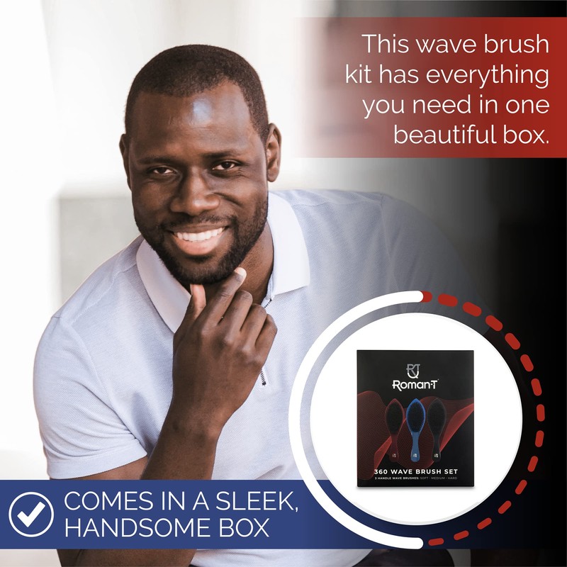 Roman-T Men's 360 Wave Brush Set - Three Handle Brushes