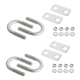 4 Pcs Round U-Bolt 22" (0.87") Inside Width 304 Stainless Steel Silver M8 Self-Locking Nylon Insert Hex Nut Flat Washer Lock Plate