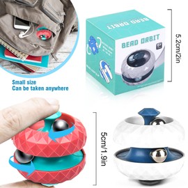2 Pcs Orbit Ball Fidget Toys,Track Pinball Finger Spinner Rotating Cube Bead Orbit Ball Maze Ball, Fidget Toys Adults Pinball Gyro Cube Anxiety Relief Sensory Toys Educational Game for Kids and Adults